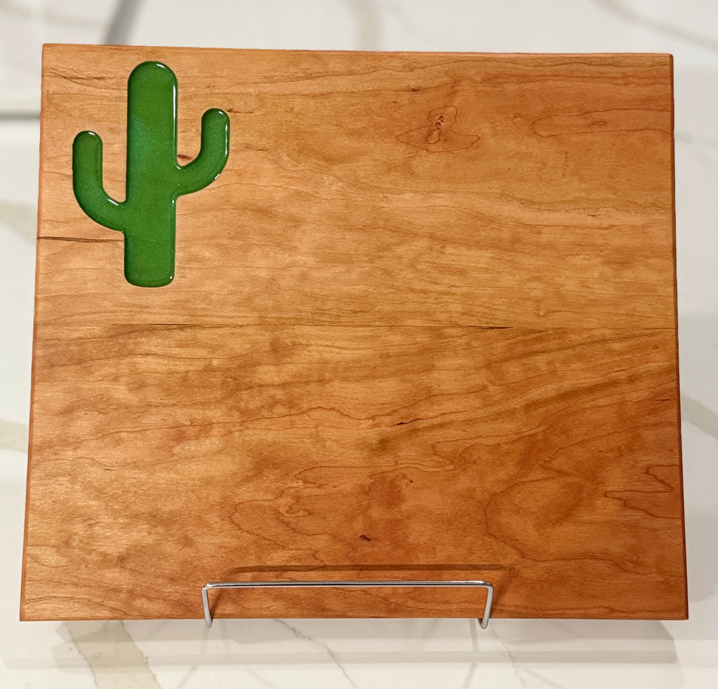Cactus Inlay on Cherry Wood