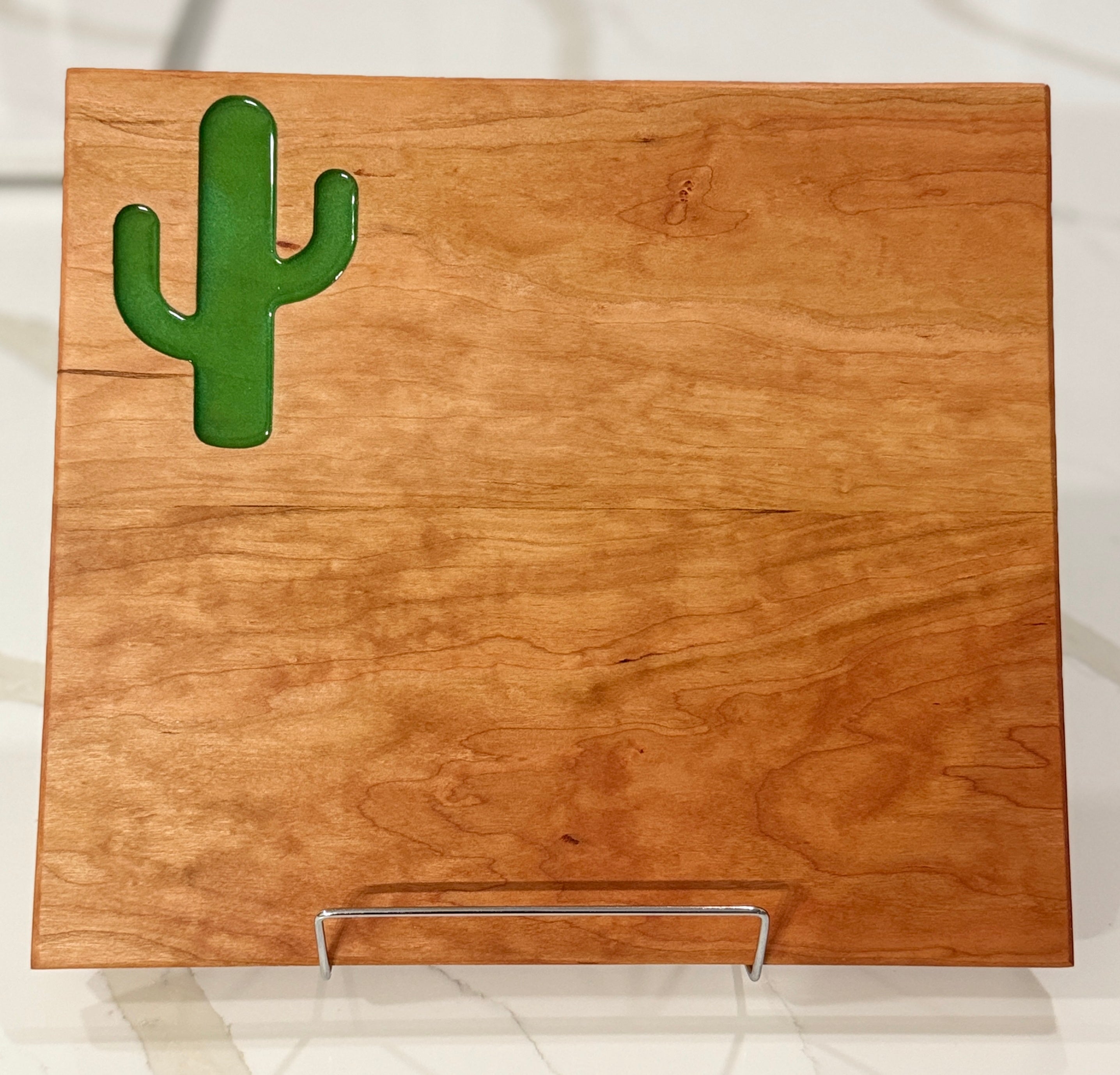 Cactus Inlay on Cherry Wood