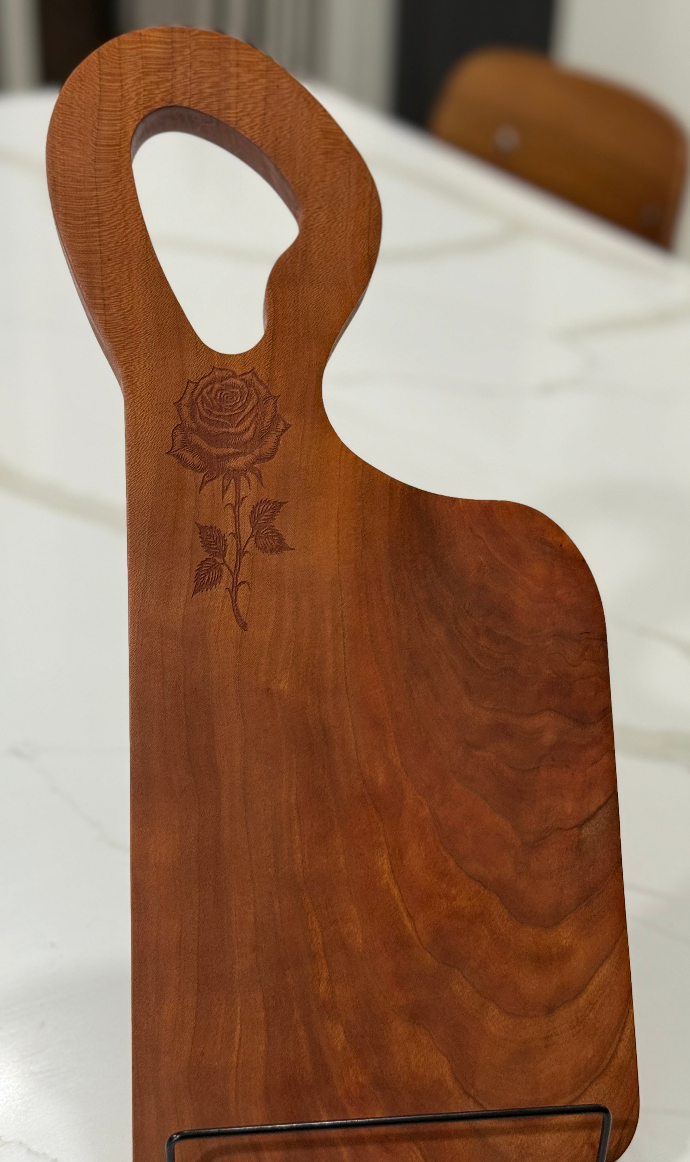 Cherry Wood with Rose Engraving