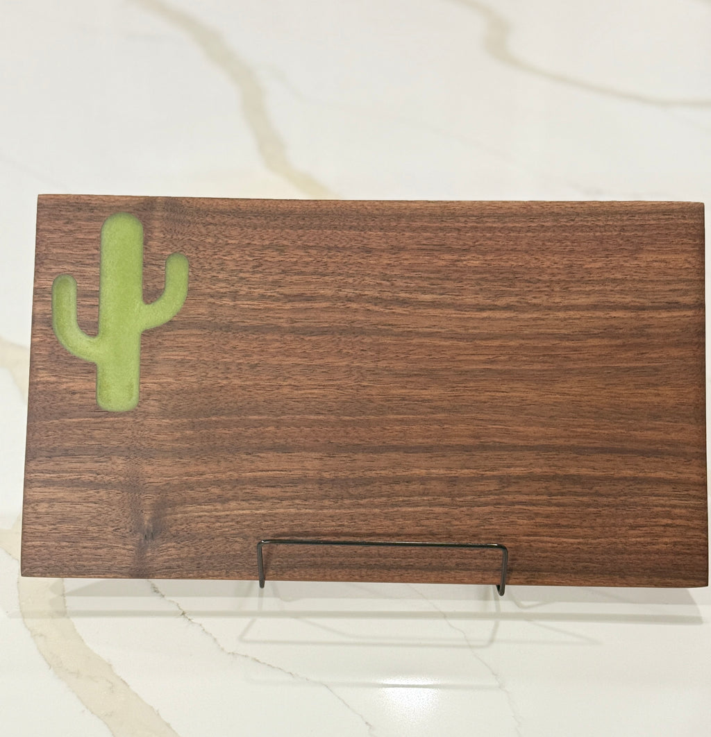 Cactus Inlay on Walnut Wood