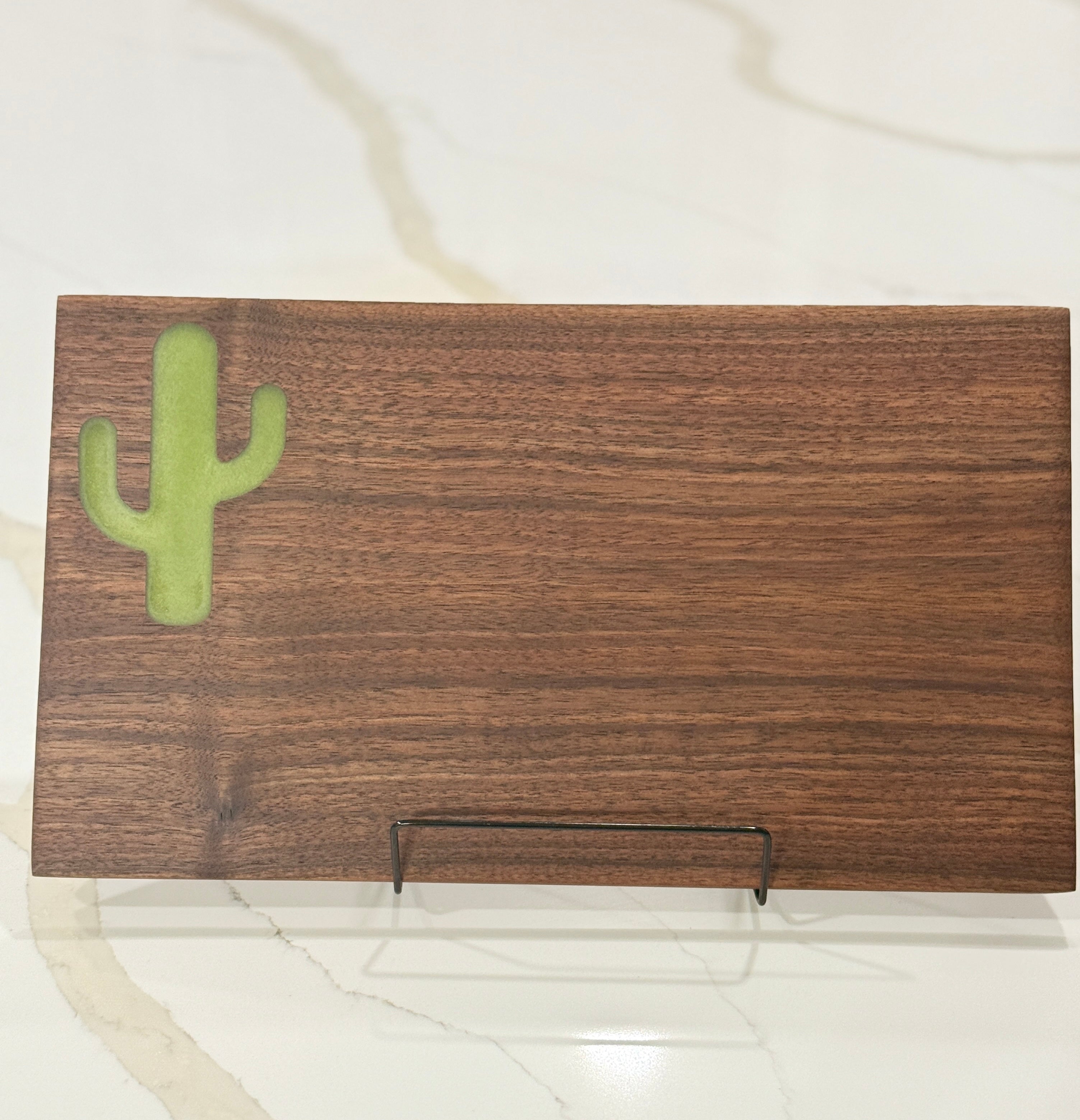 Cactus Inlay on Walnut Wood