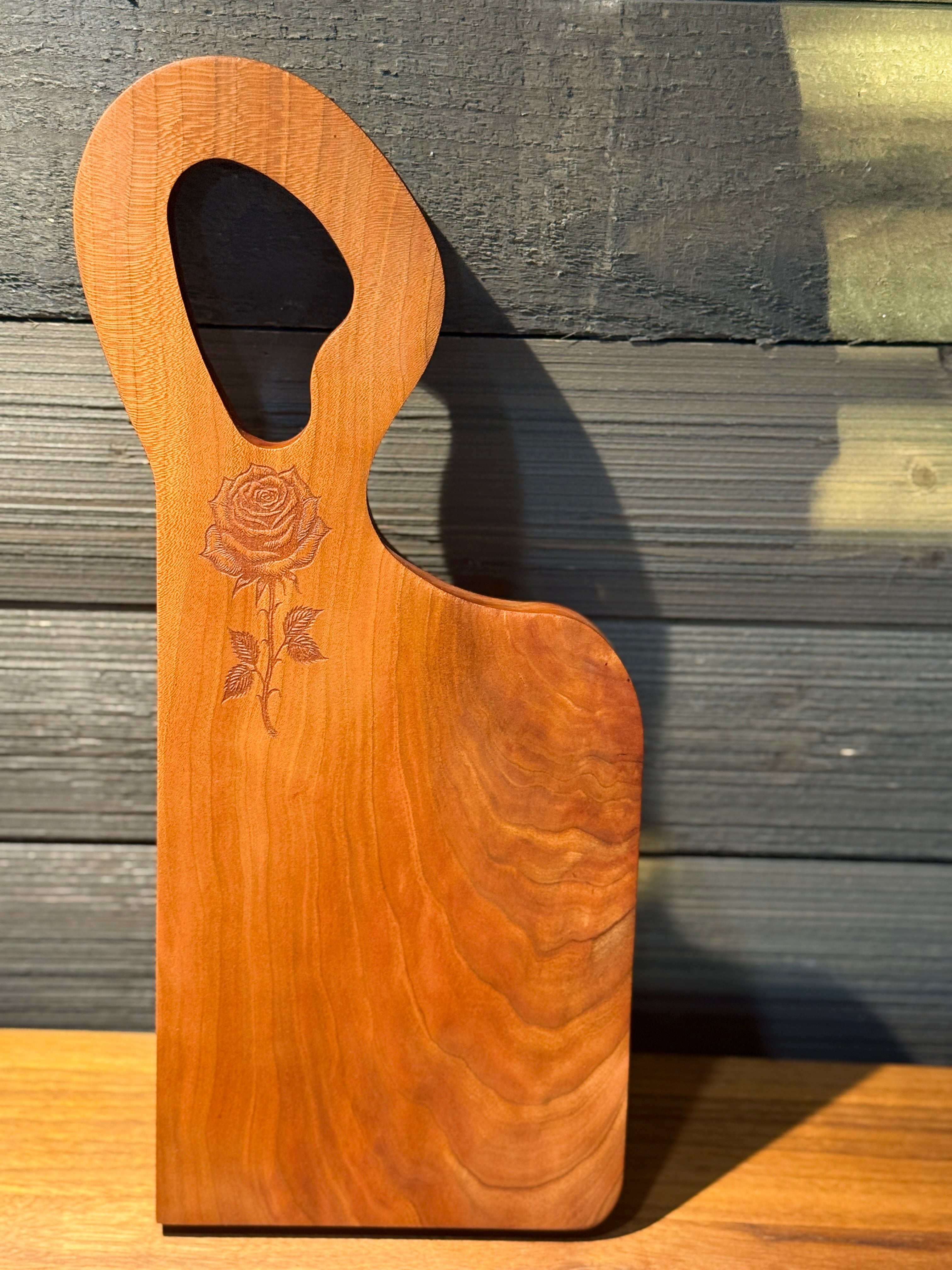 Cherry Wood with Rose Engraving
