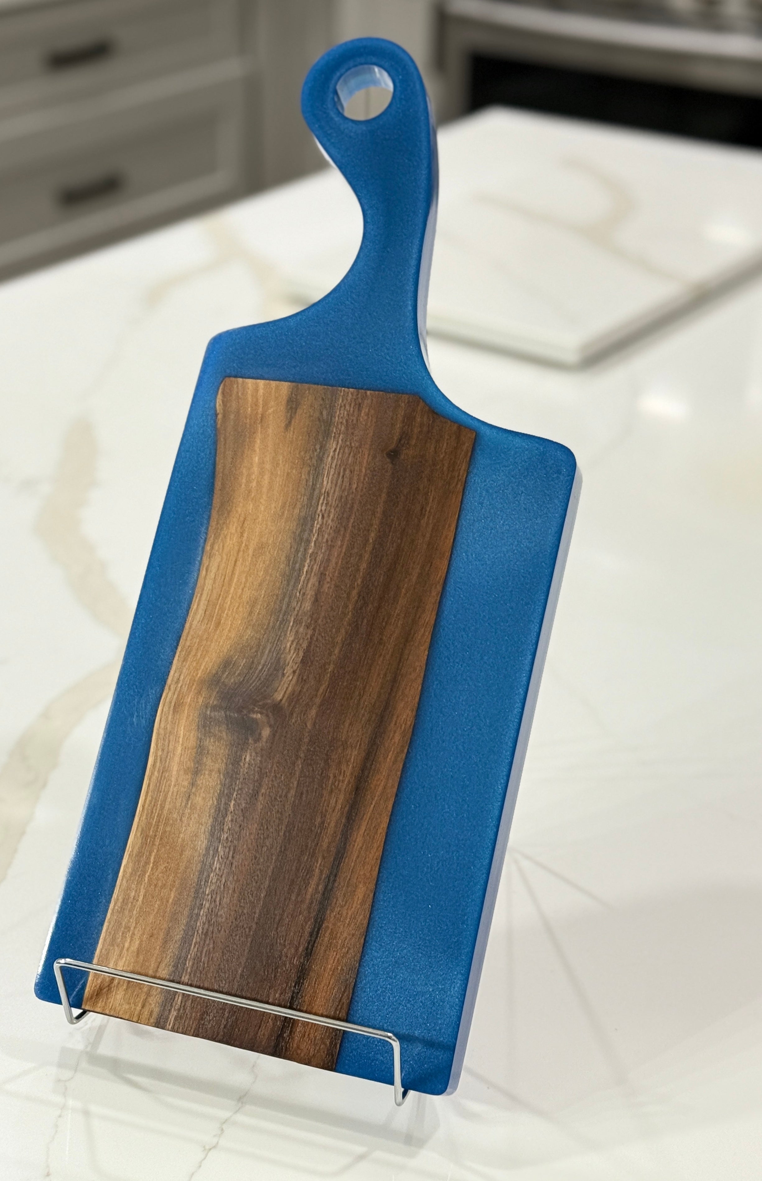 Blue Epoxy with Walnut Wood