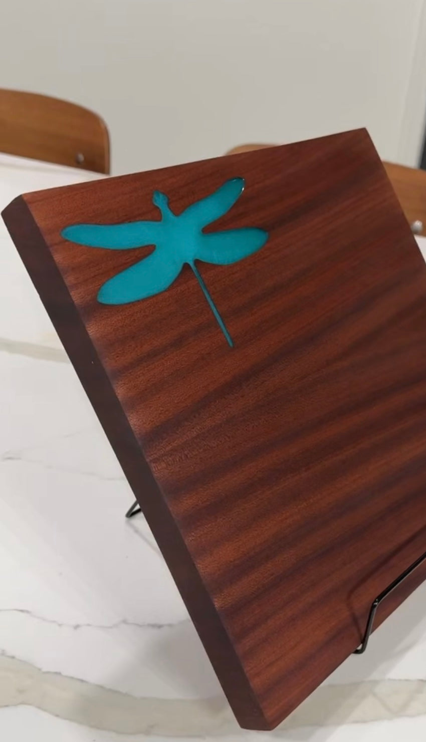 Dragonfly on Mahogany