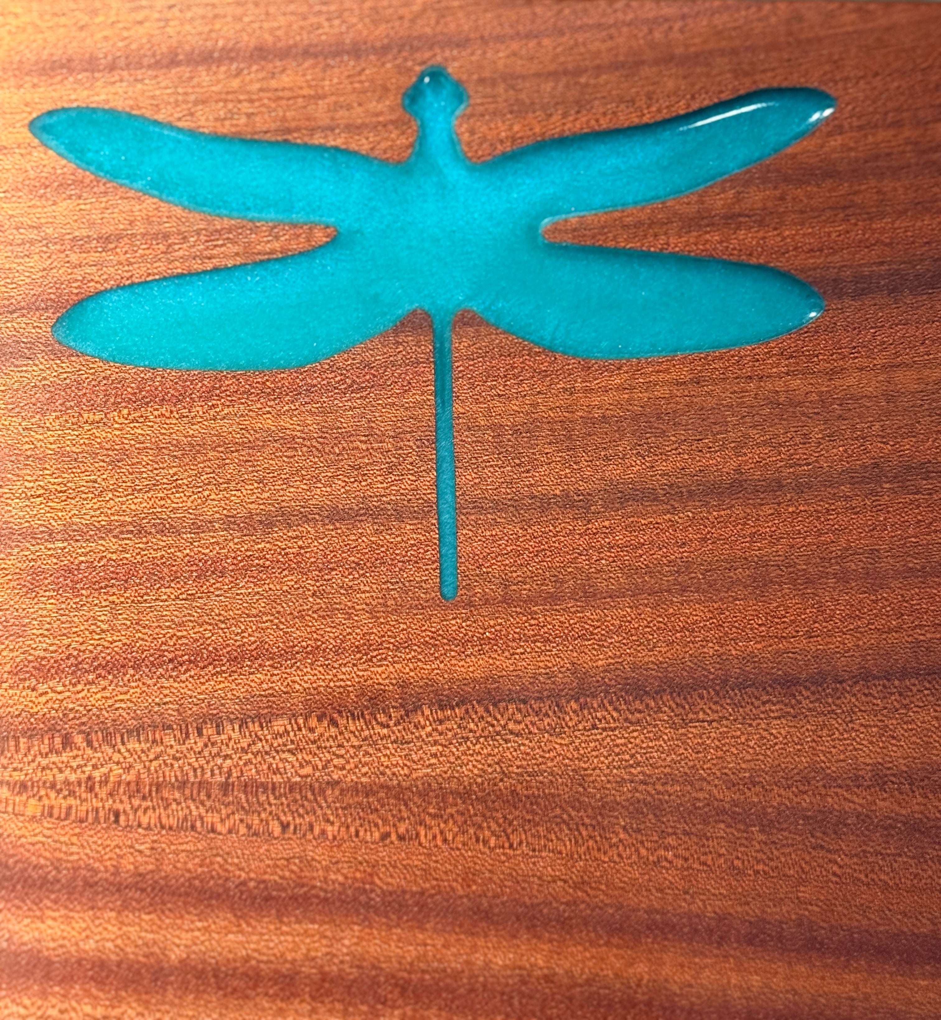 Dragonfly on Mahogany