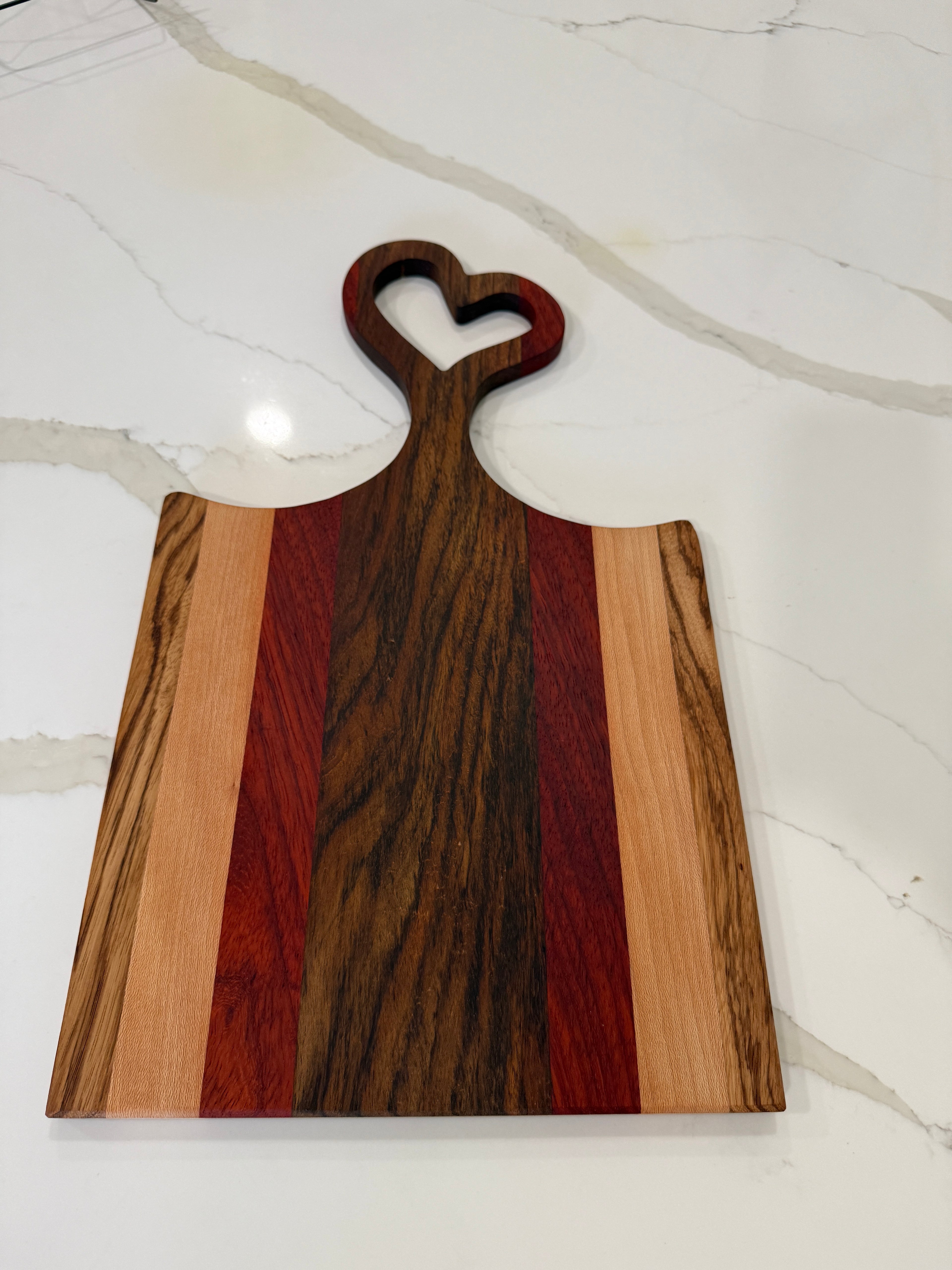 Exotic Wood Heart Handle Cutting Board