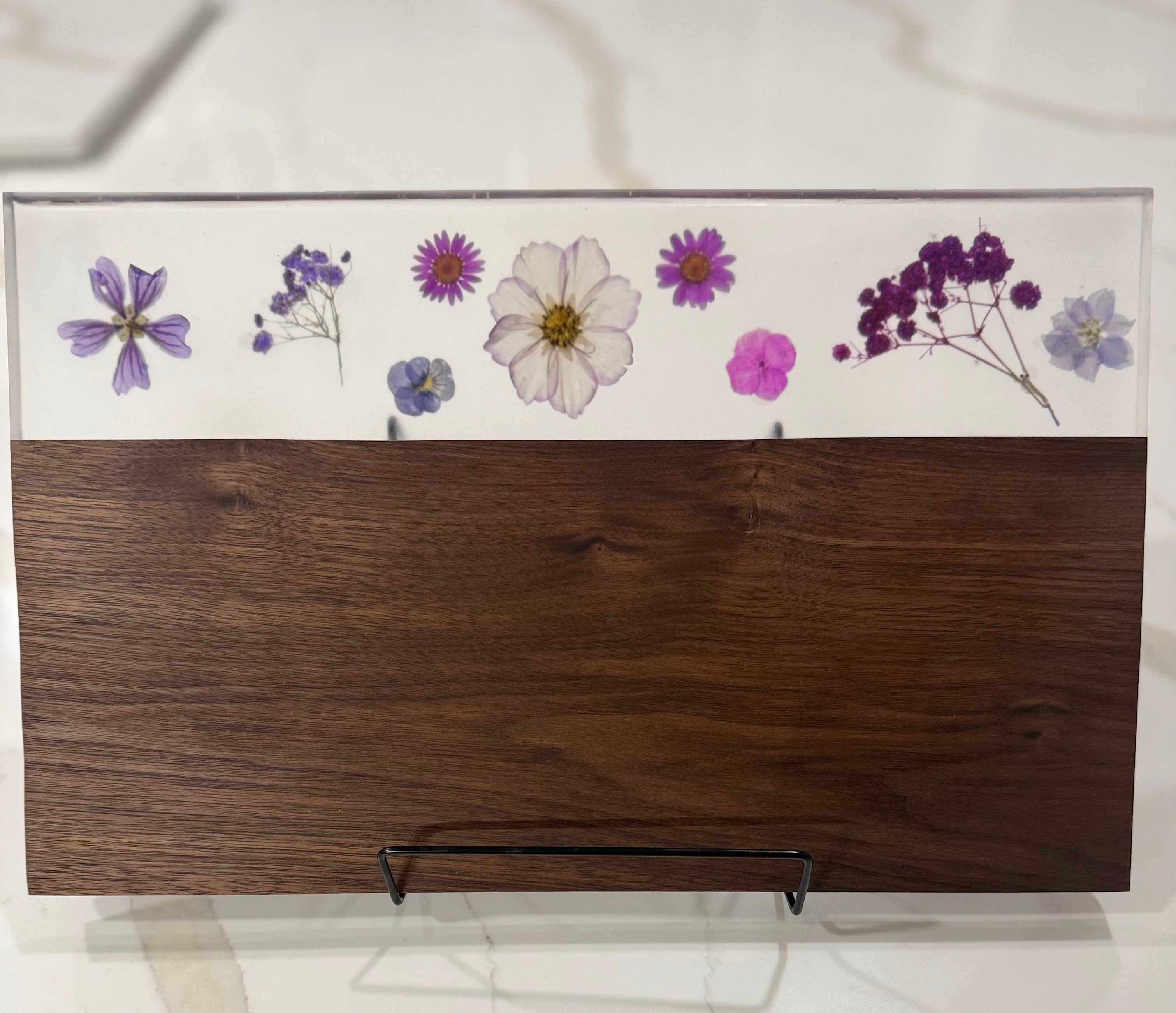 Lavender Flowers with Walnut Wood