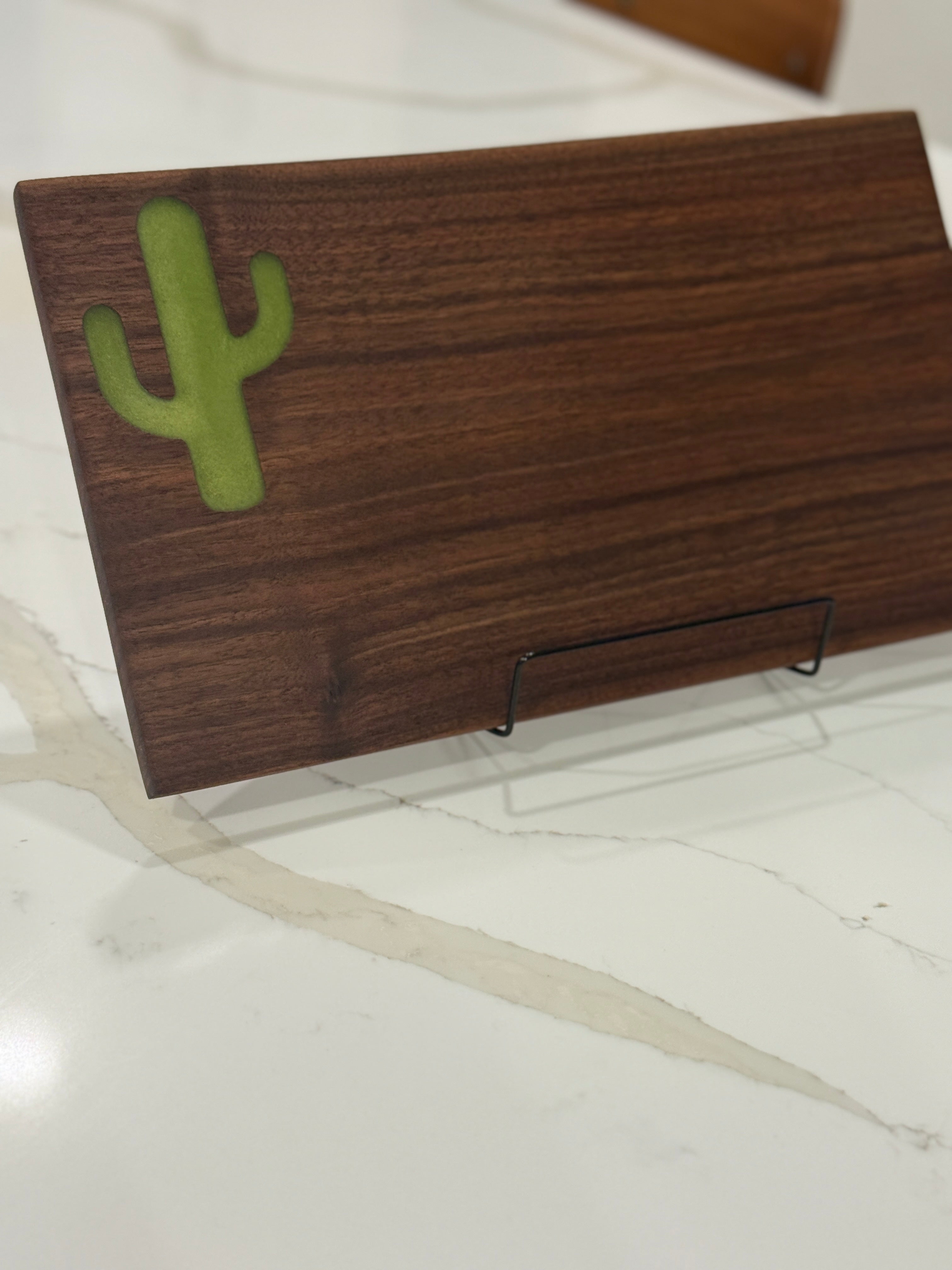 Cactus Inlay on Walnut Wood