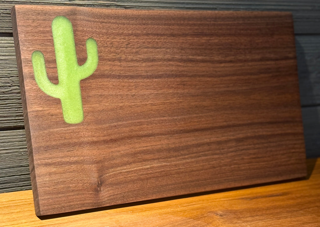 Cactus Inlay on Walnut Wood