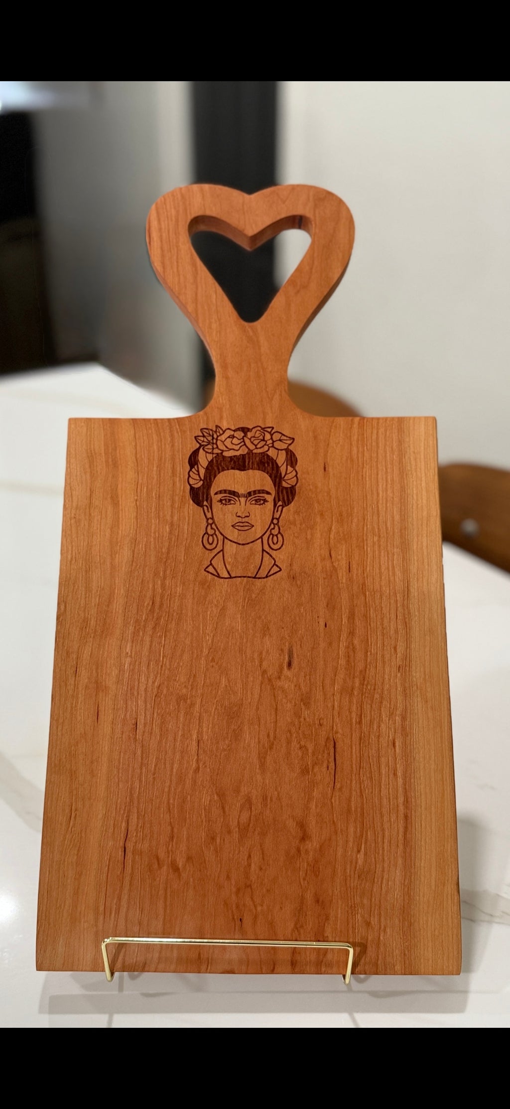 Frida on Cherry Wood