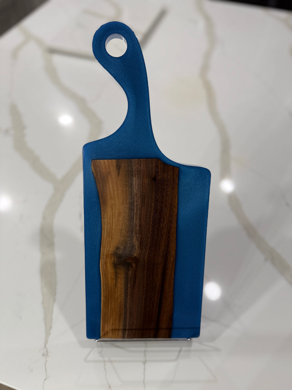 Blue Epoxy with Walnut Wood