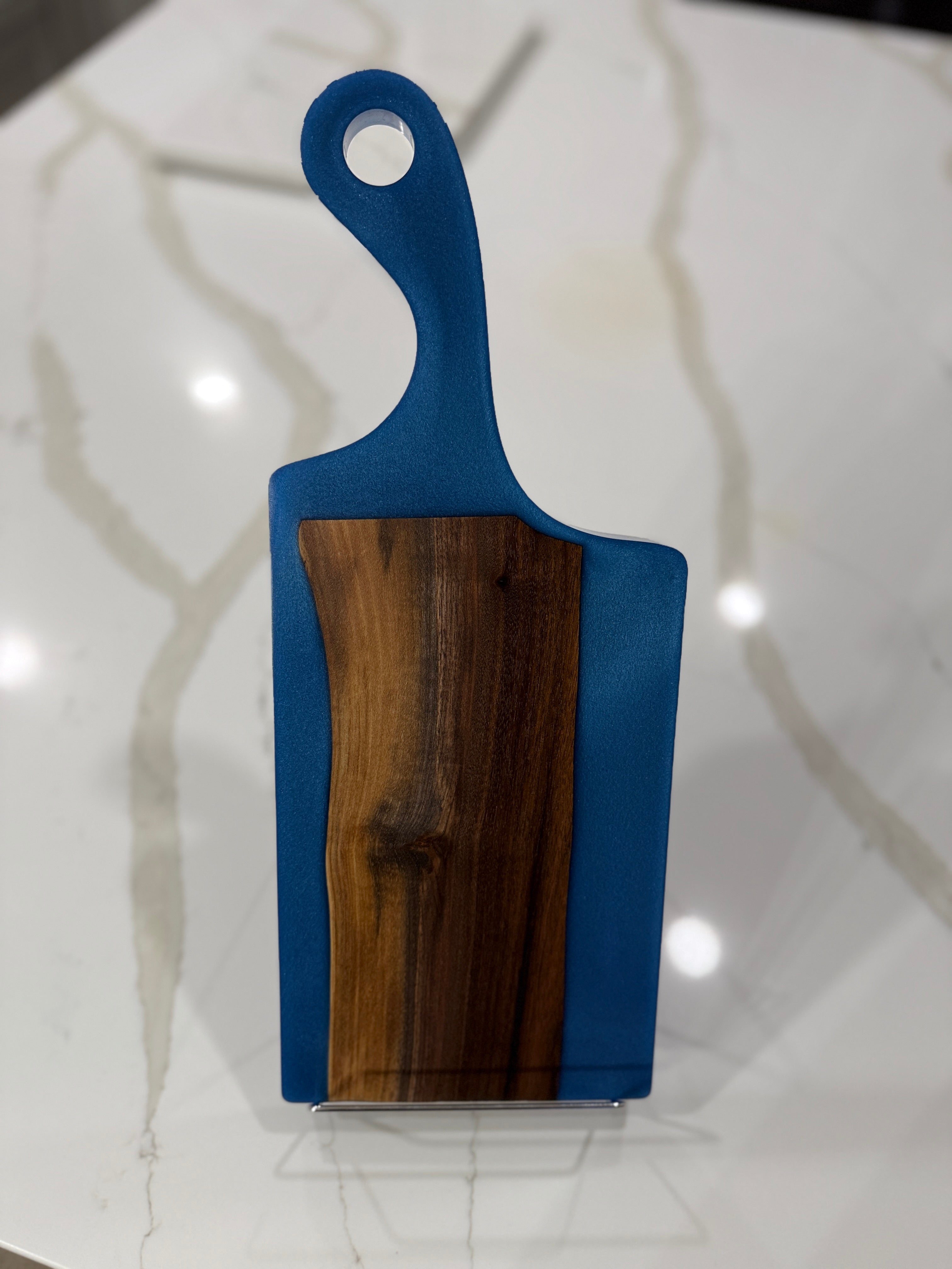 Blue Epoxy with Walnut Wood
