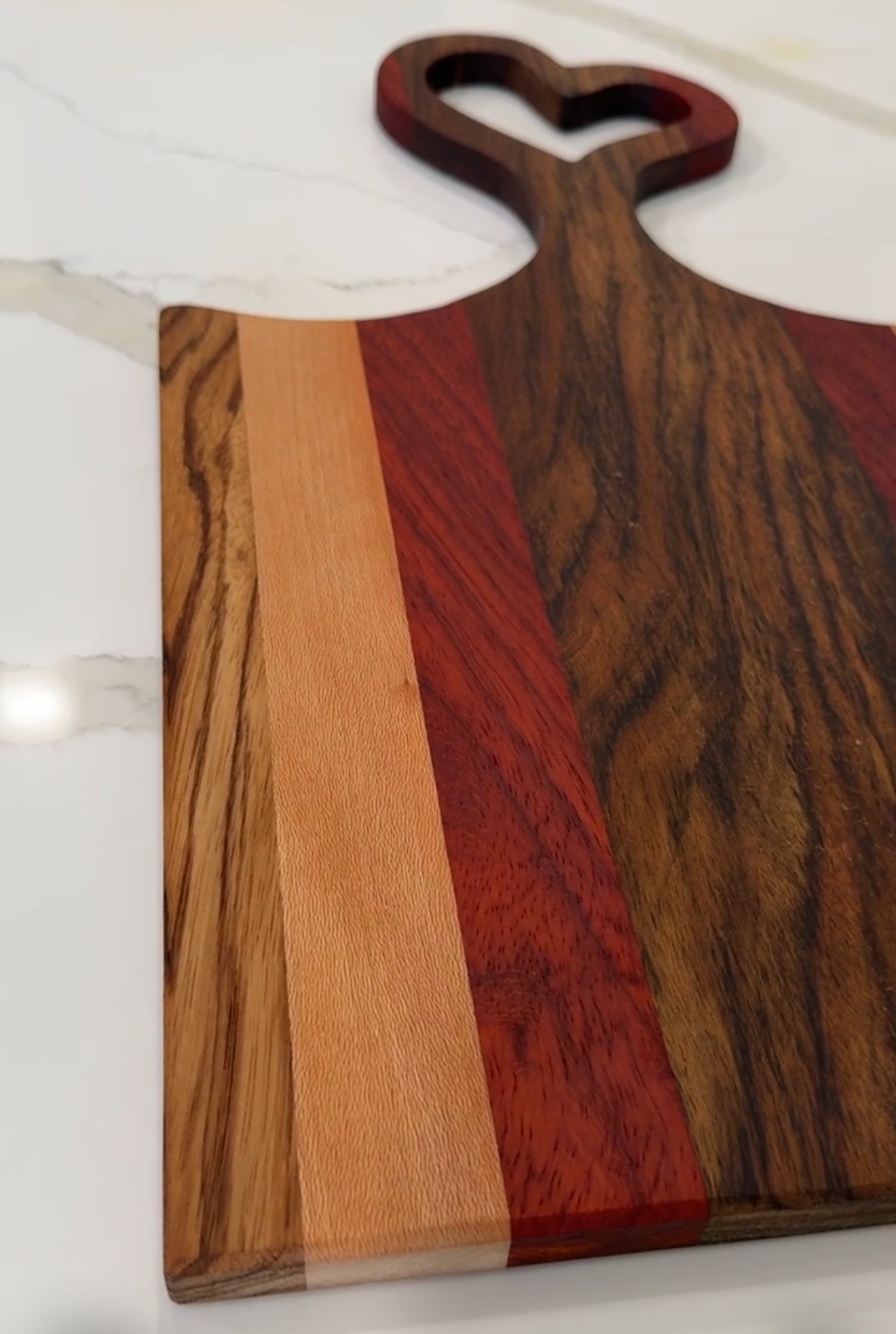 Exotic Wood Heart Handle Cutting Board