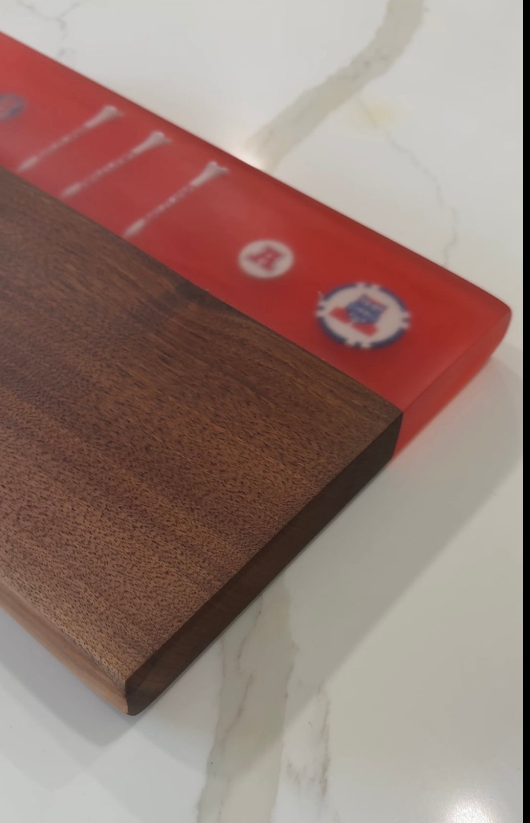 University Of Arizona Themed Cutting Board Embedded with Arizona Logos.  Beautiful thick Walnut Wood.