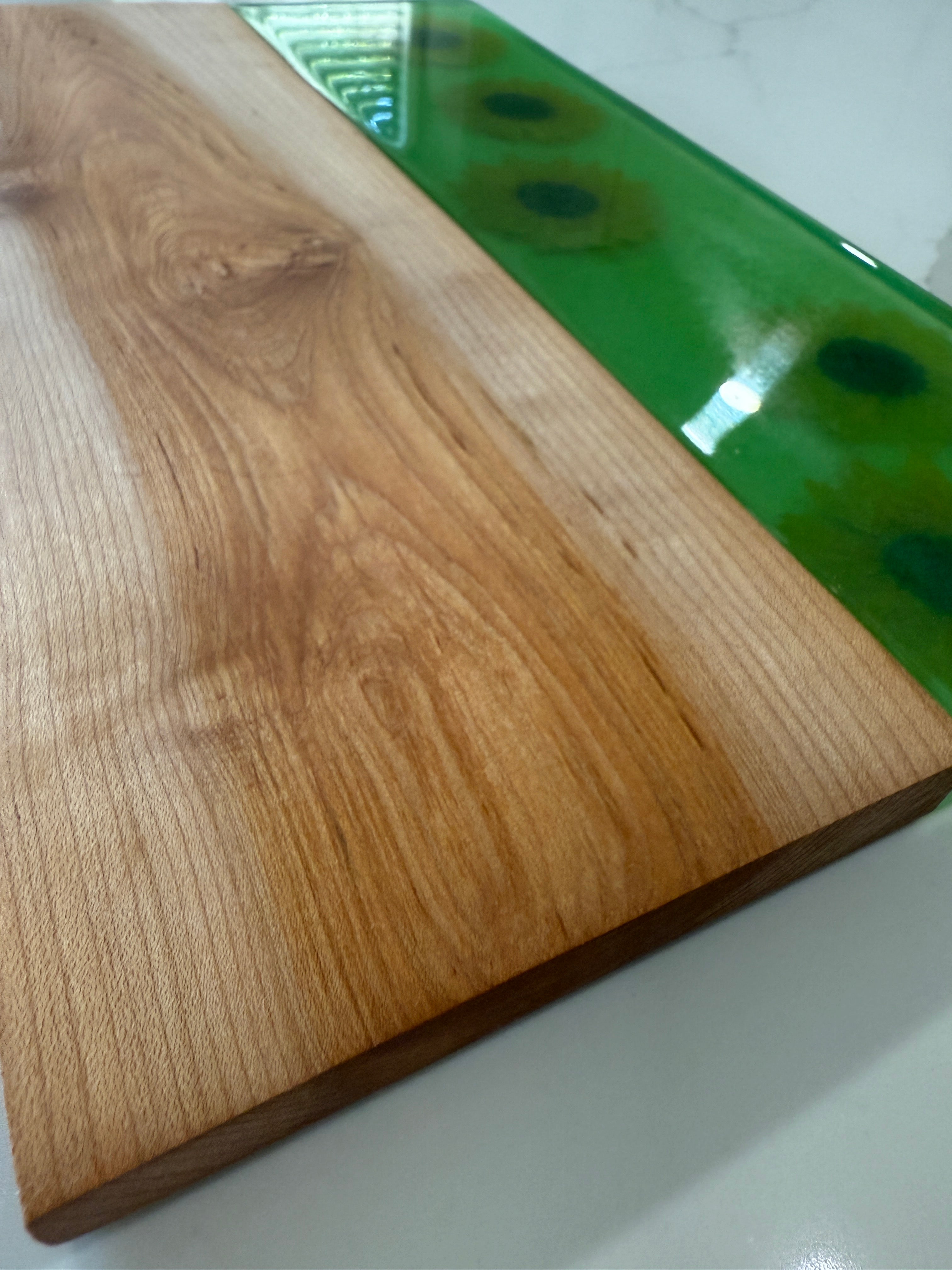 Sunflowers Embedded in Epoxy with Beautiful Maple Wood Surface.