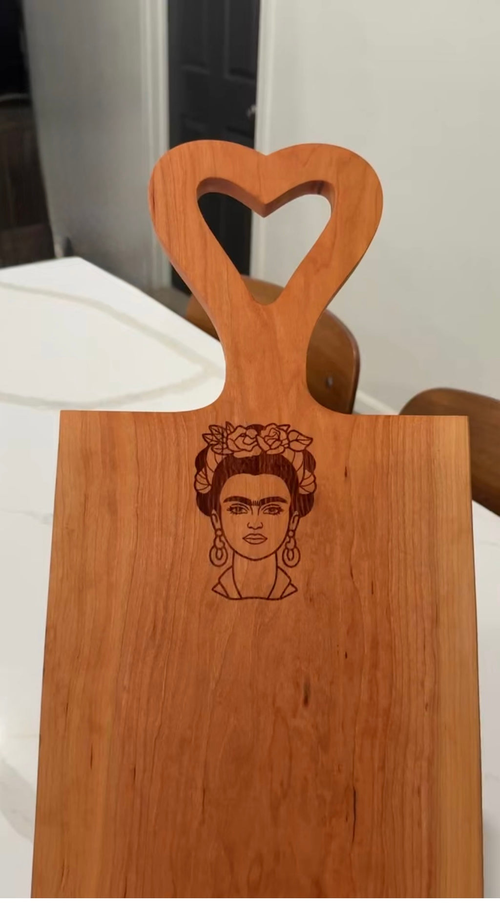 Frida on Cherry Wood