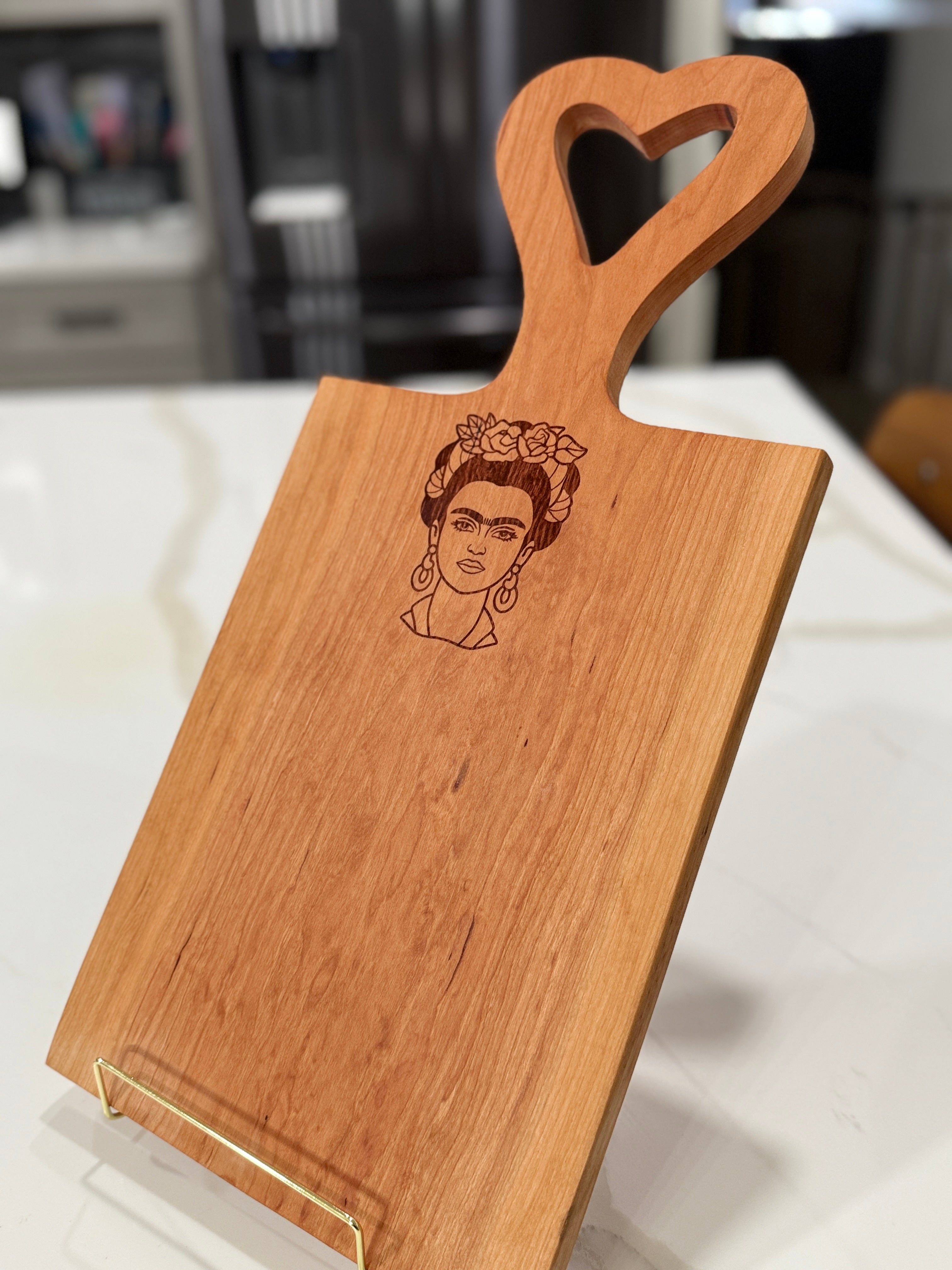 Frida on Cherry Wood