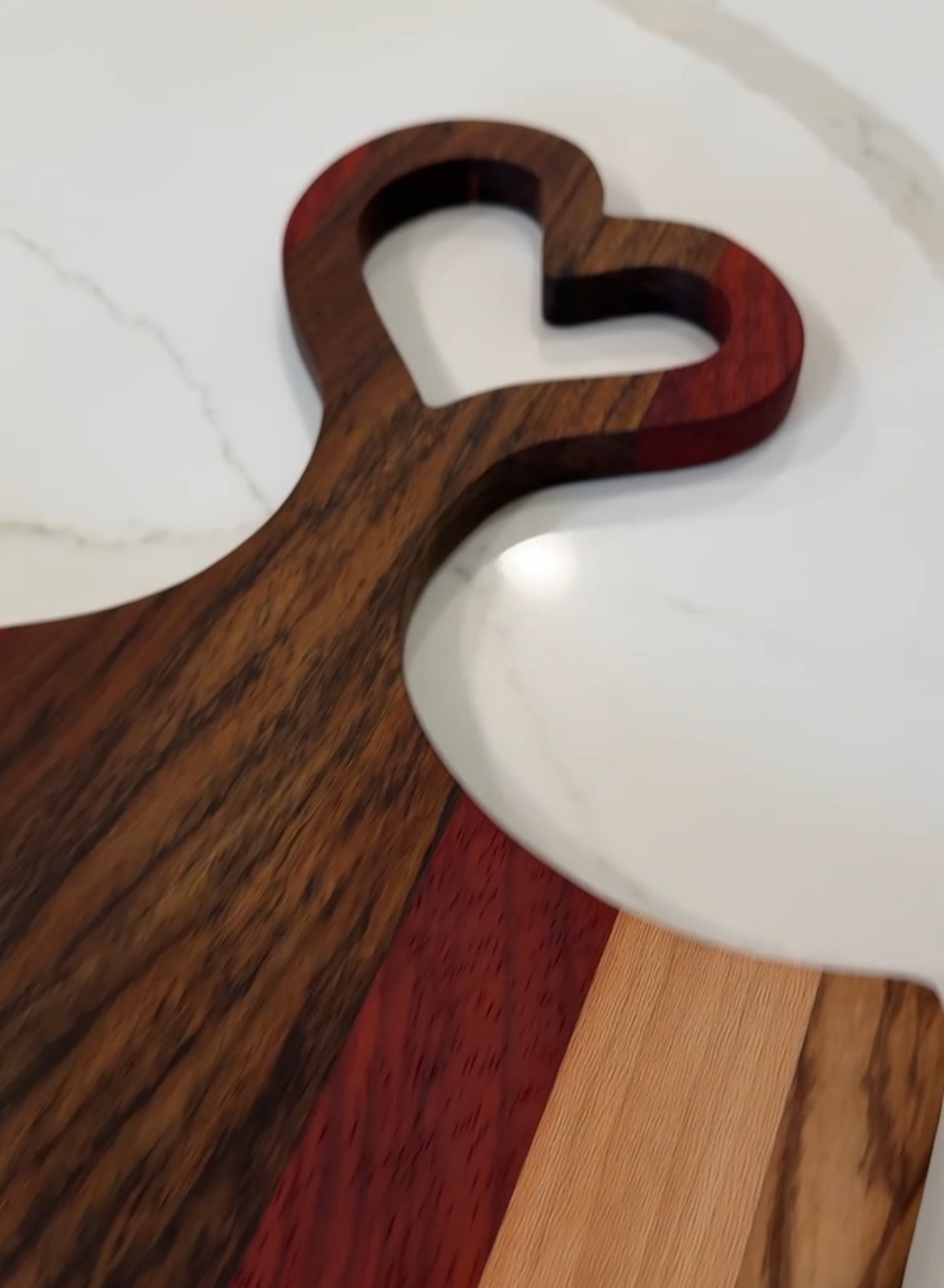 Exotic Wood Heart Handle Cutting Board