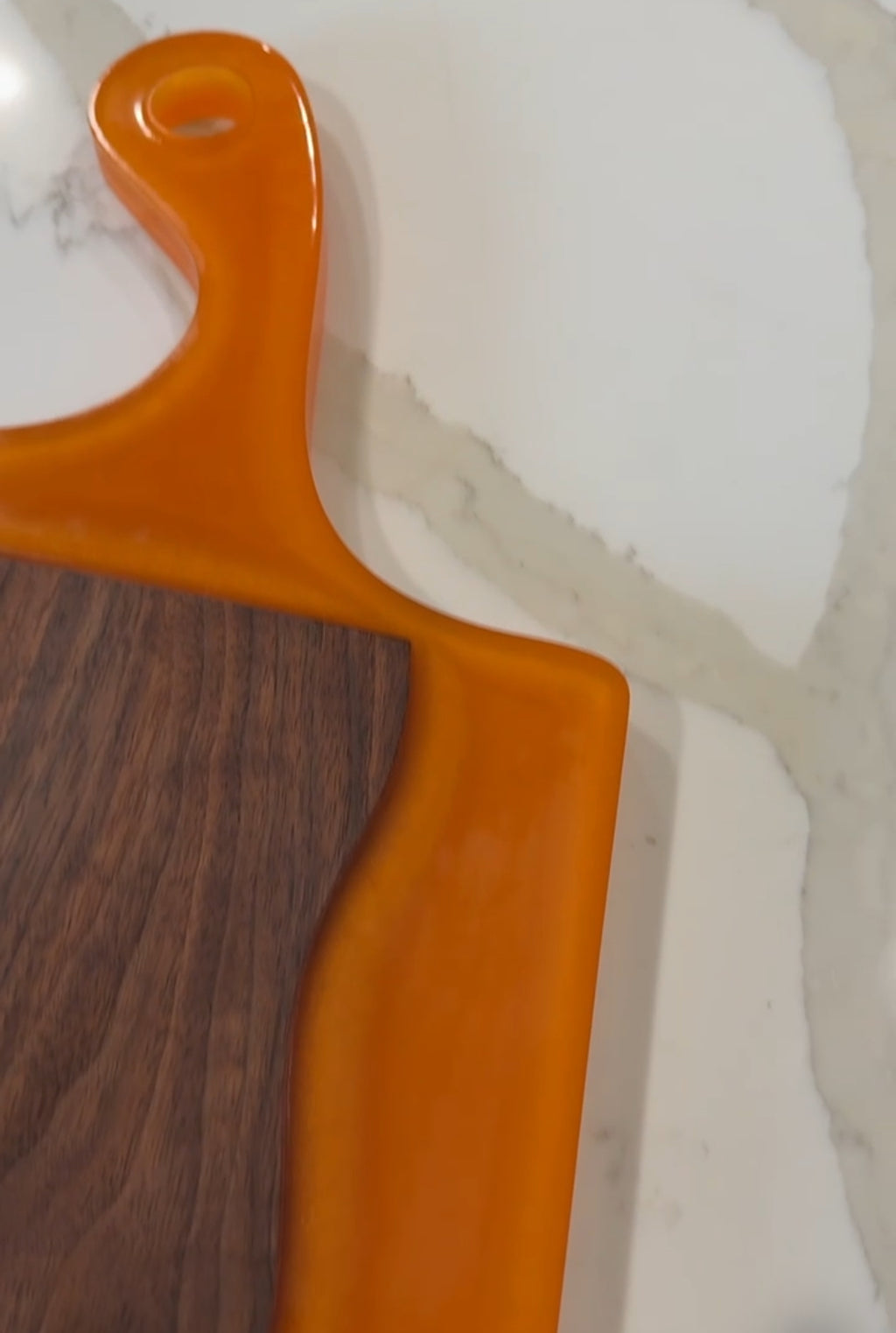 Orange Epoxy and Walnut Cutting Board