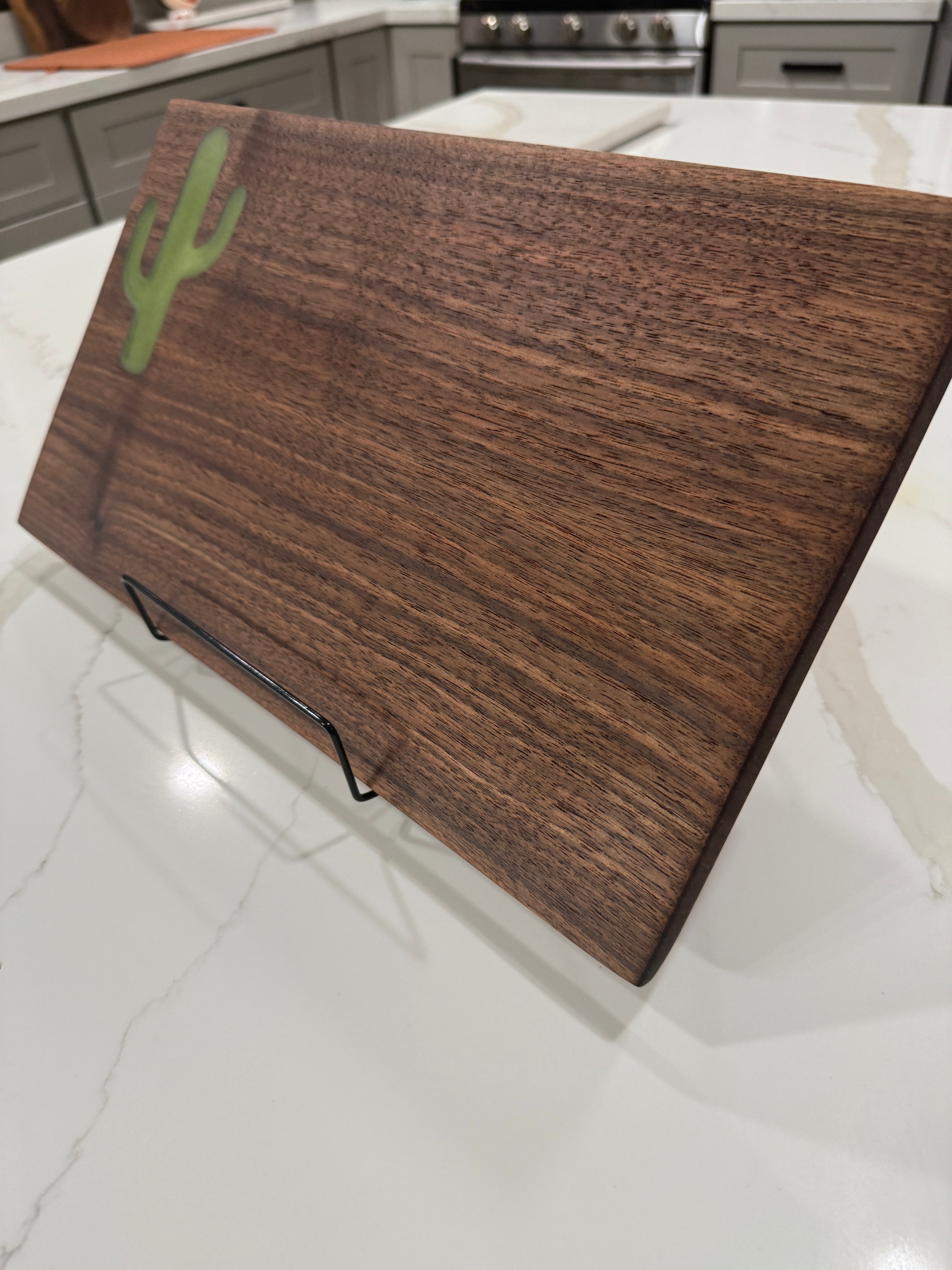 Cactus Inlay on Walnut Wood