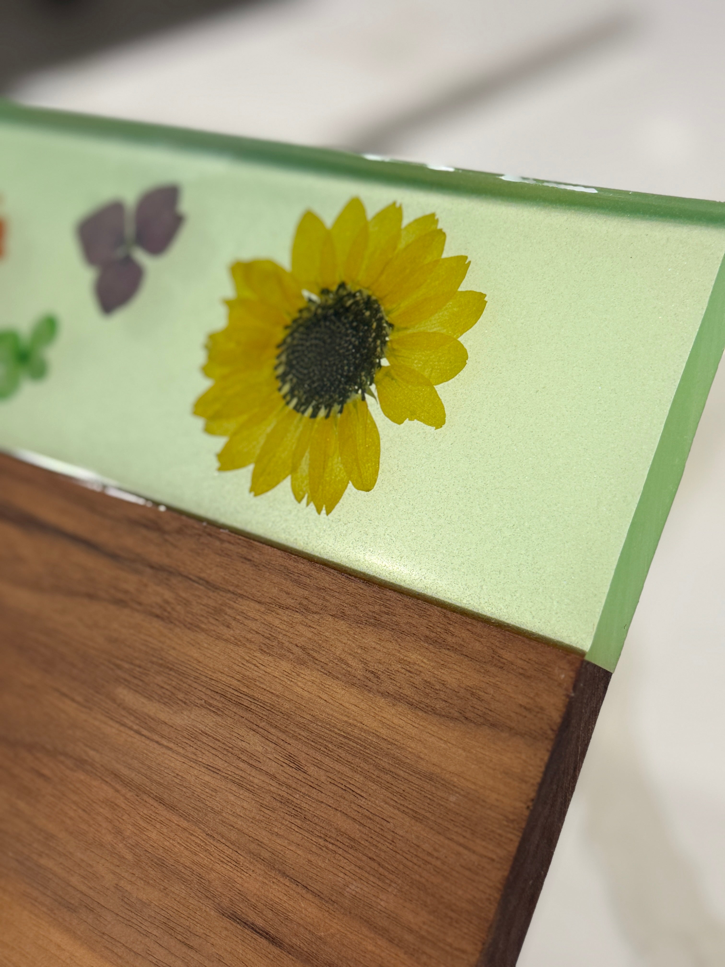 Green Epoxy with Flowers