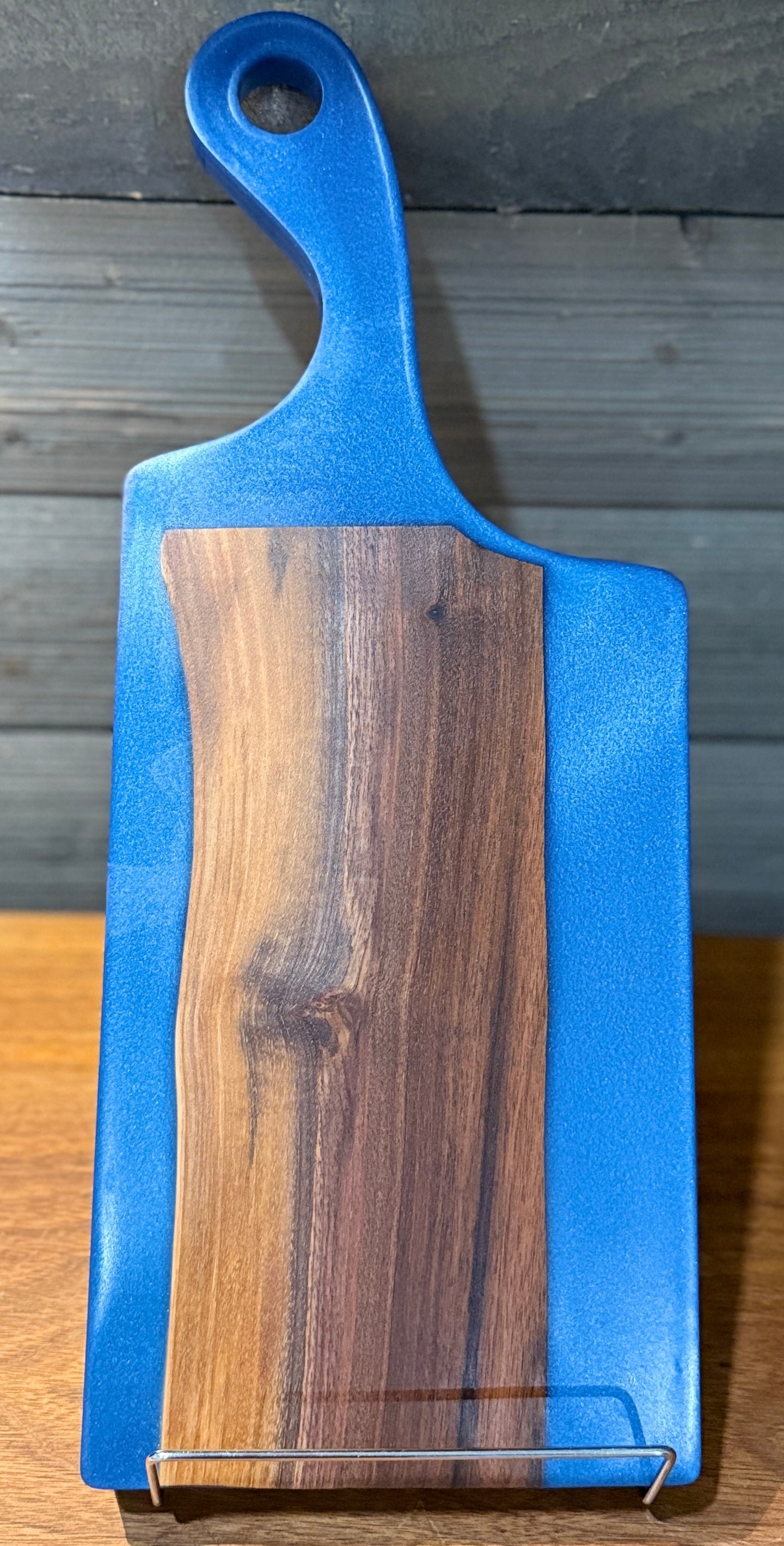 Blue Epoxy with Walnut Wood