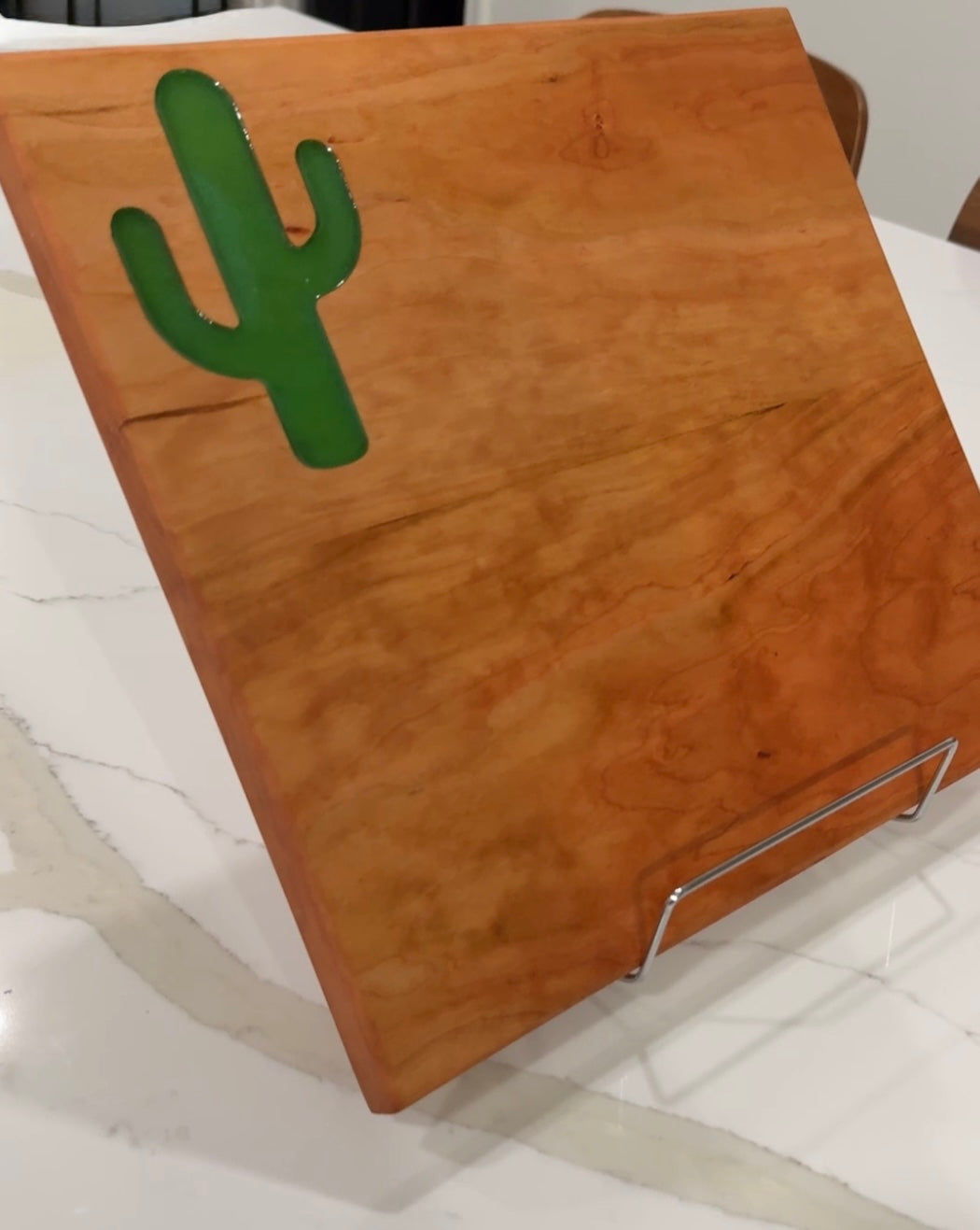 Cactus Inlay on Cherry Wood