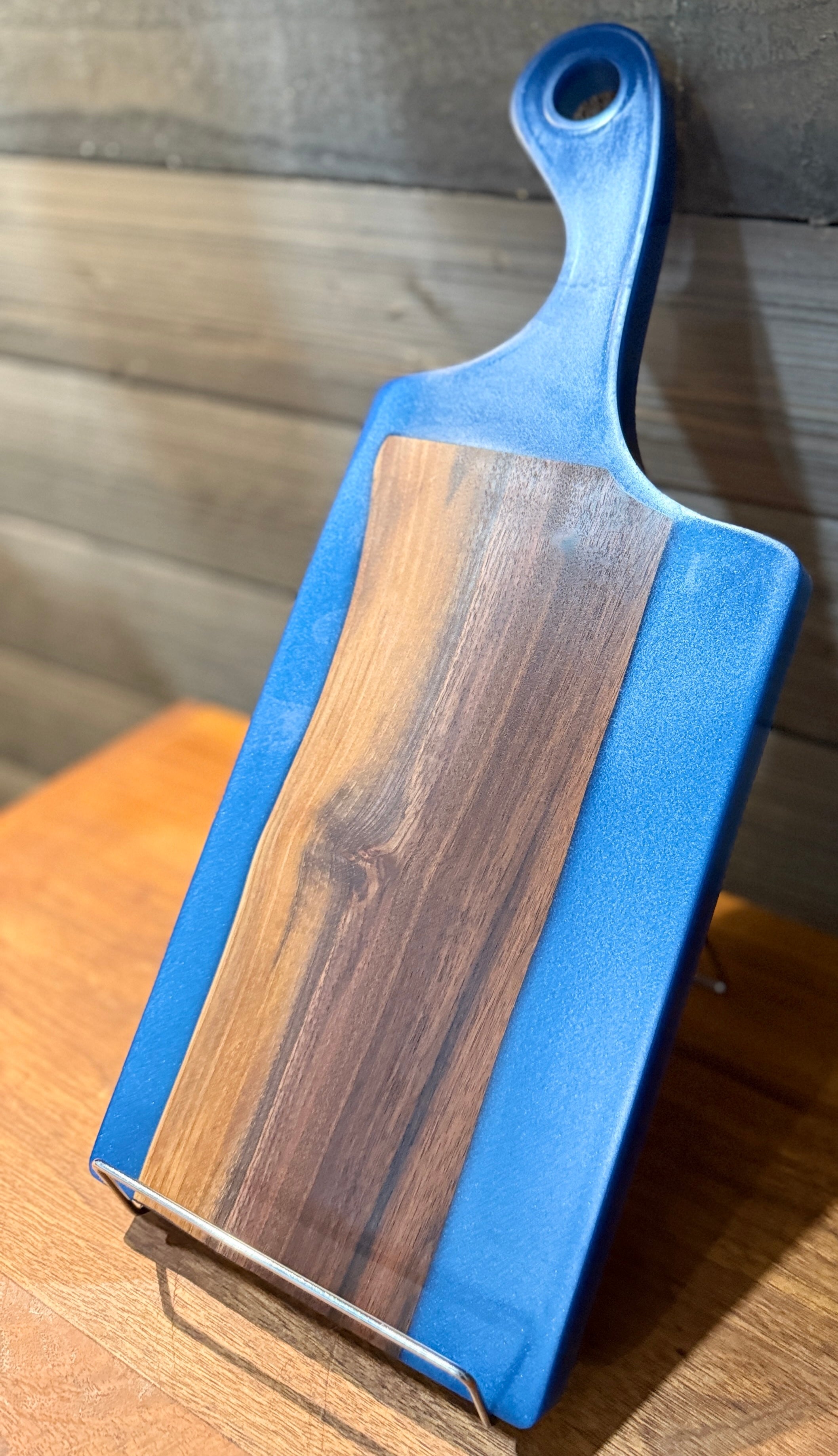 Blue Epoxy with Walnut Wood