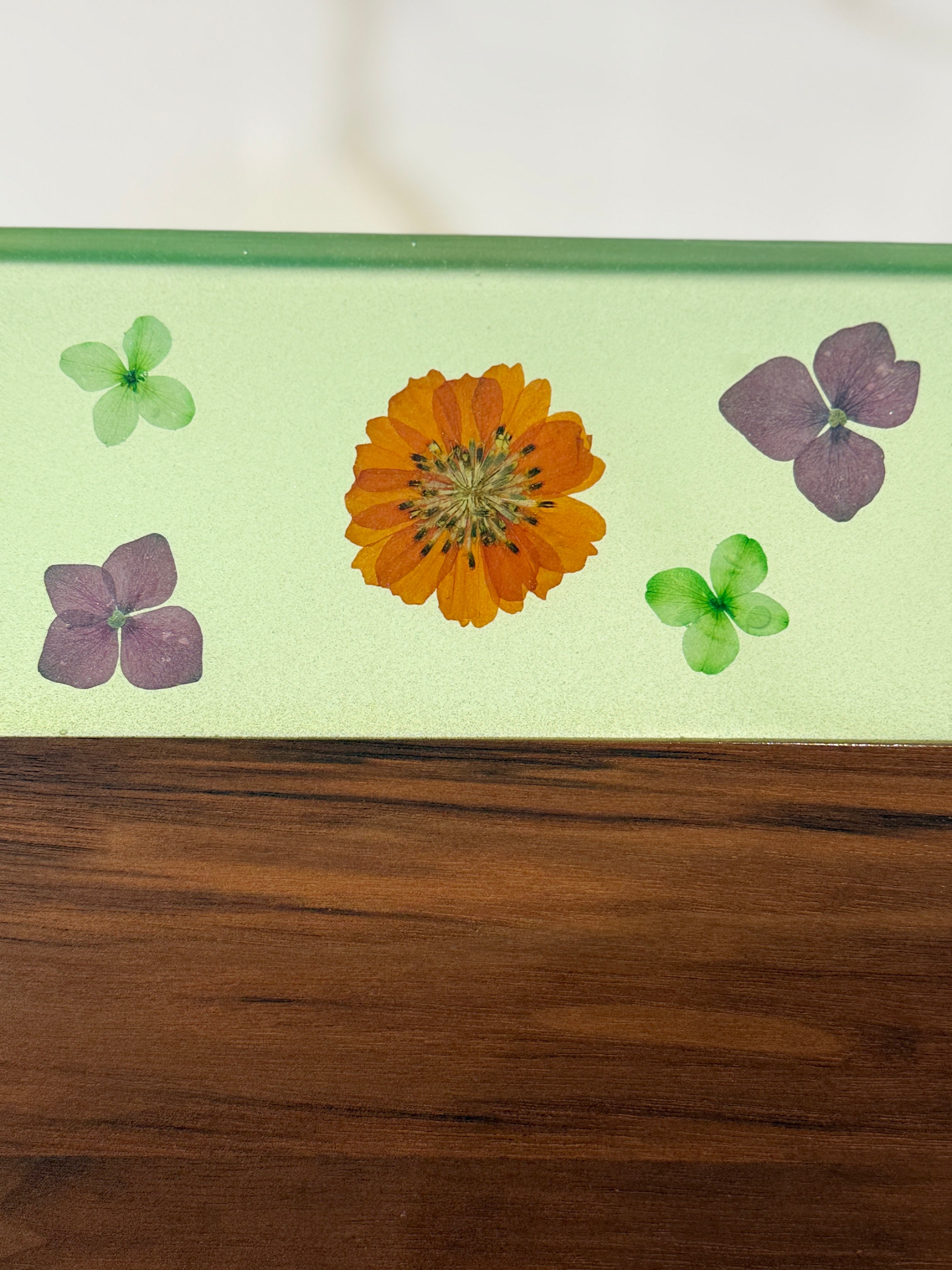 Green Epoxy with Flowers