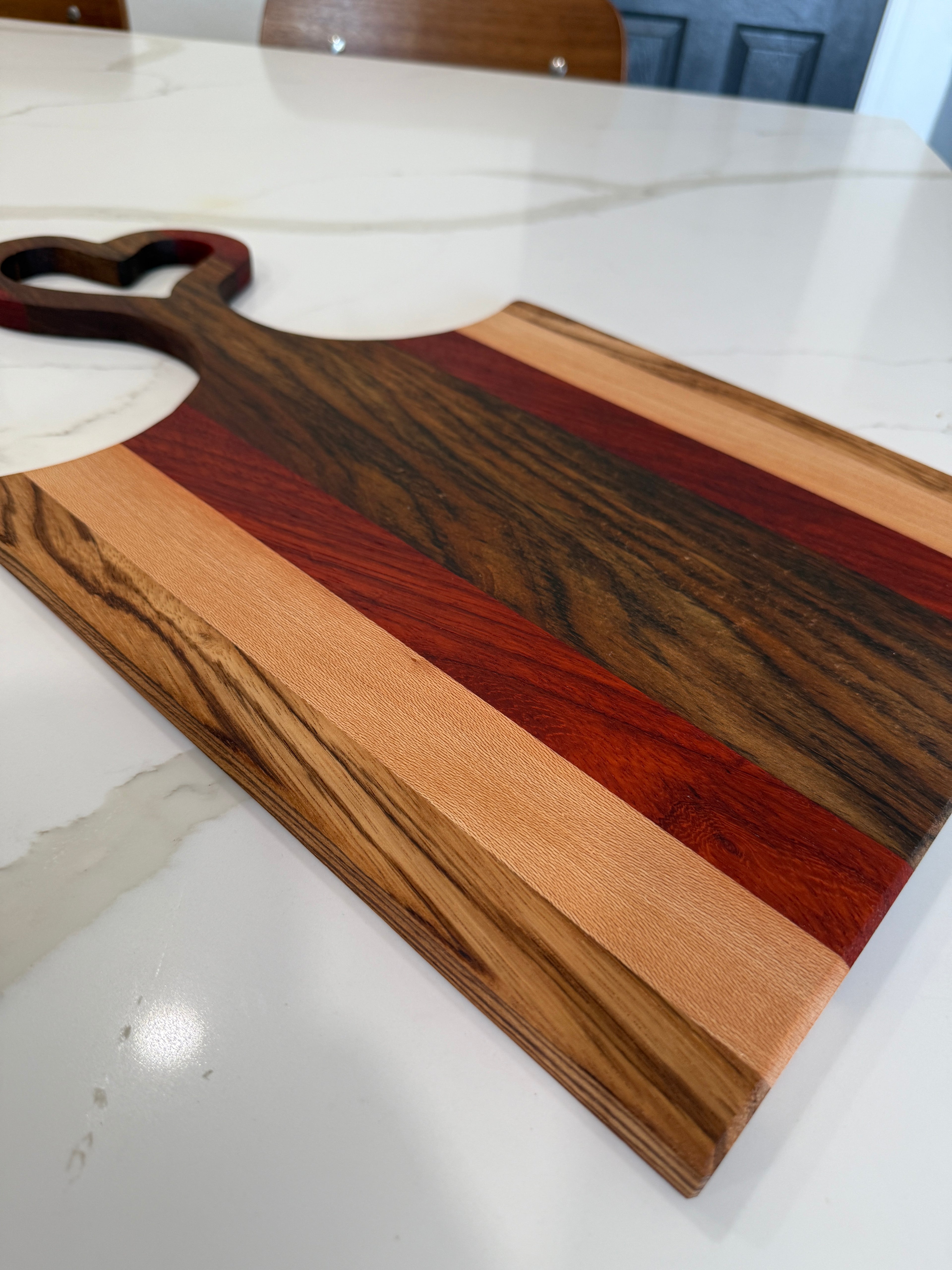 Exotic Wood Heart Handle Cutting Board