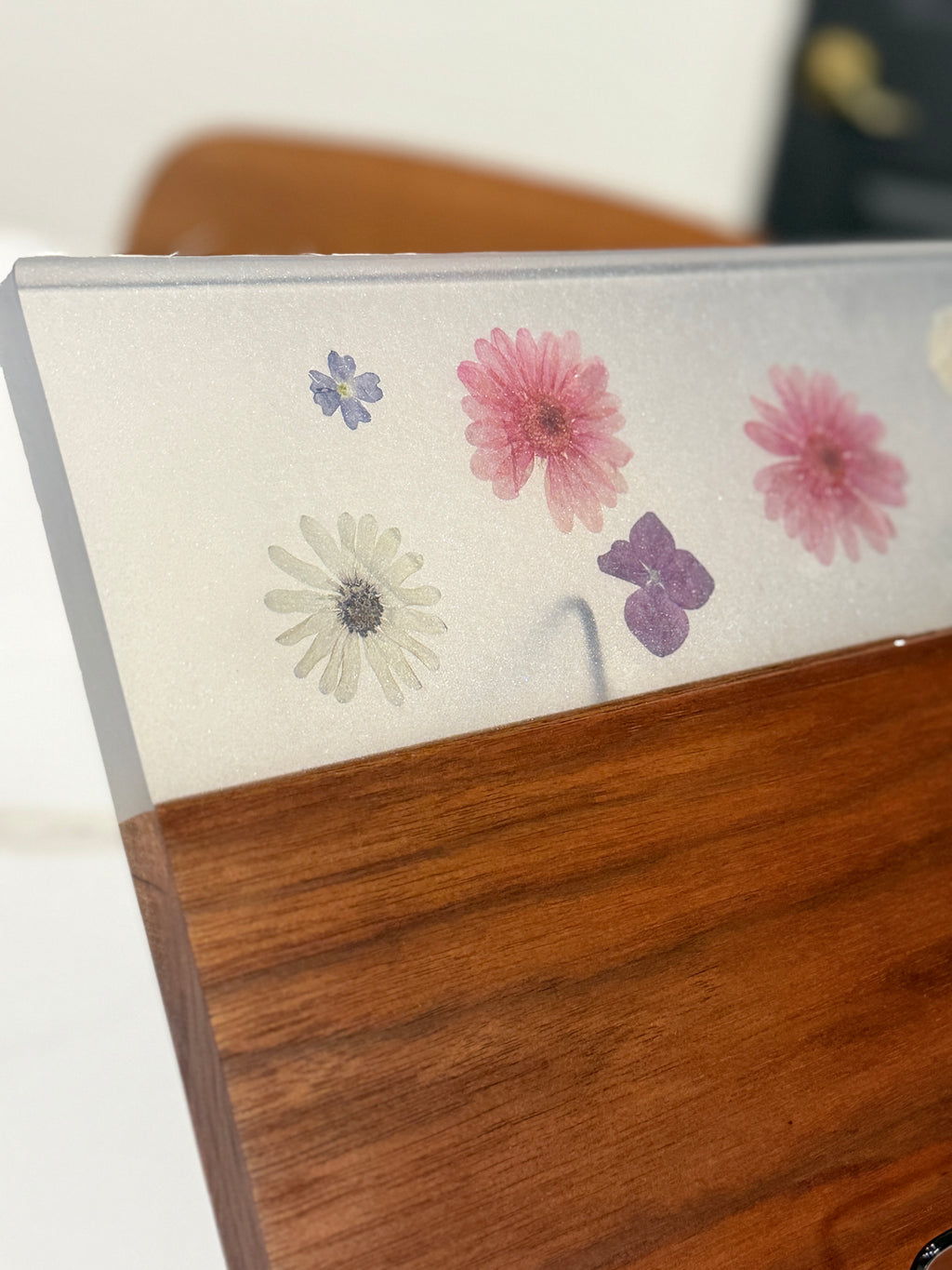 Grey Epoxy Walnut Wood