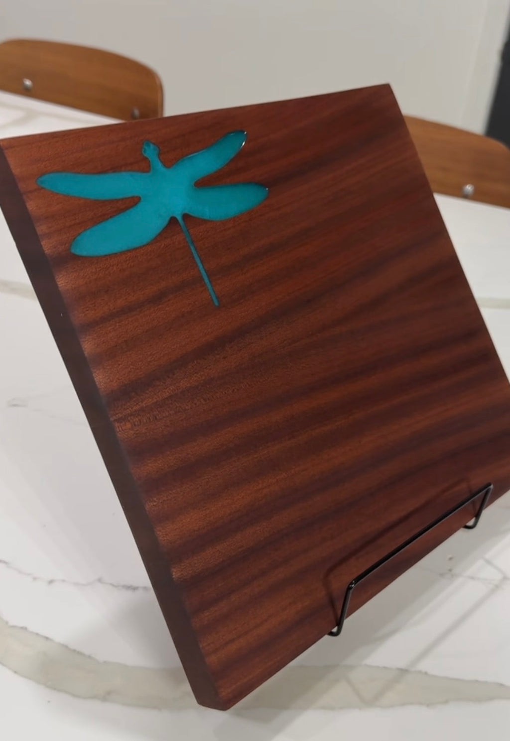 Dragonfly on Mahogany