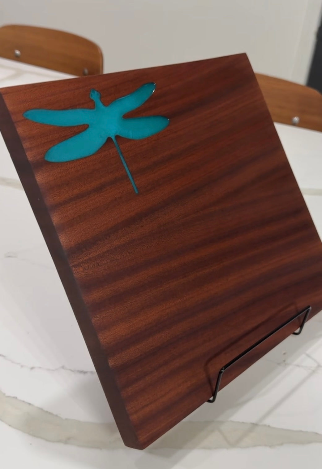 Dragonfly on Mahogany